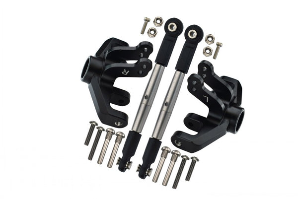 Losi 1/10 Baja Rey 4WD Desert Truck (LOS03008) Aluminum Front Knuckle Arm + Stainless Steel Adjustable Tie Rods - 18Pc Set Black