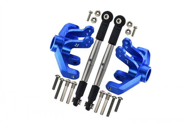 Losi 1/10 Baja Rey 4WD Desert Truck (LOS03008) Aluminum Front Knuckle Arm + Stainless Steel Adjustable Tie Rods - 18Pc Set Blue