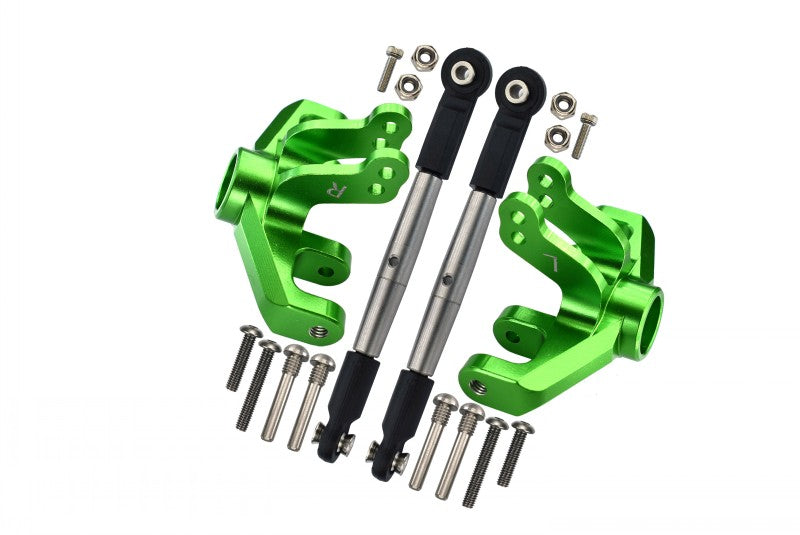 Losi 1/10 Baja Rey 4WD Desert Truck (LOS03008) Aluminum Front Knuckle Arm + Stainless Steel Adjustable Tie Rods - 18Pc Set Green