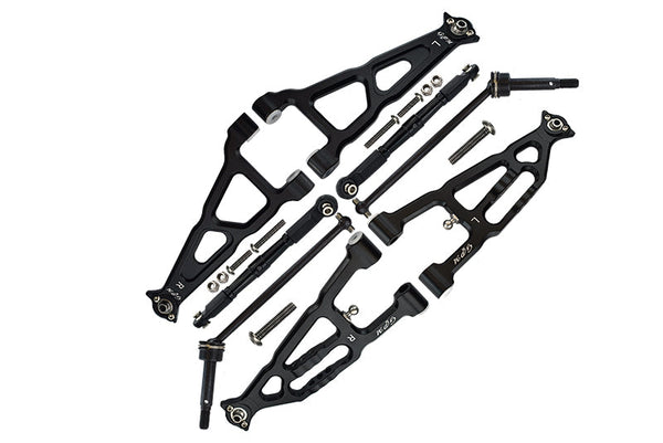 Losi 1/10 Baja Rey 4WD Desert Truck LOS03008 Aluminum Upgrade Combo Set B (Front & Lower Upper Suspension Arms + Front Turnbuckle + Front CVD Shaft) - Black