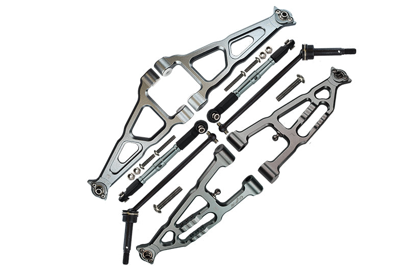 Losi 1/10 Baja Rey 4WD Desert Truck LOS03008 Aluminum Upgrade Combo Set B (Front & Lower Upper Suspension Arms + Front Turnbuckle + Front CVD Shaft) - Gray Silver