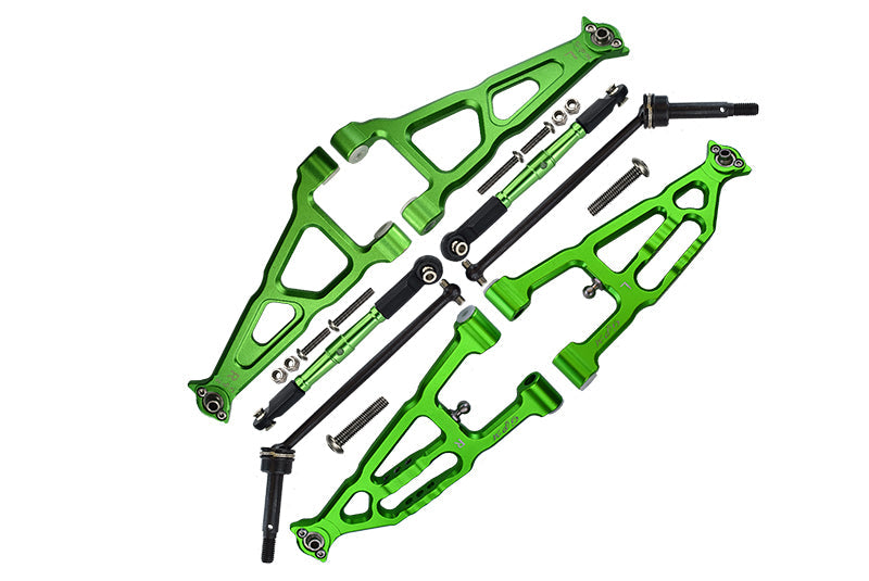 Losi 1/10 Baja Rey 4WD Desert Truck LOS03008 Aluminum Upgrade Combo Set B (Front & Lower Upper Suspension Arms + Front Turnbuckle + Front CVD Shaft) - Green