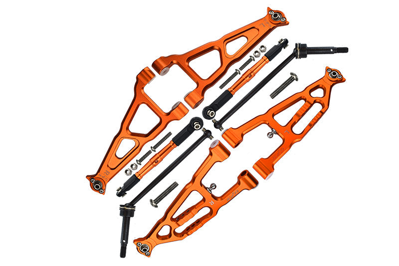 Losi 1/10 Baja Rey 4WD Desert Truck LOS03008 Aluminum Upgrade Combo Set B (Front & Lower Upper Suspension Arms + Front Turnbuckle + Front CVD Shaft) - Orange