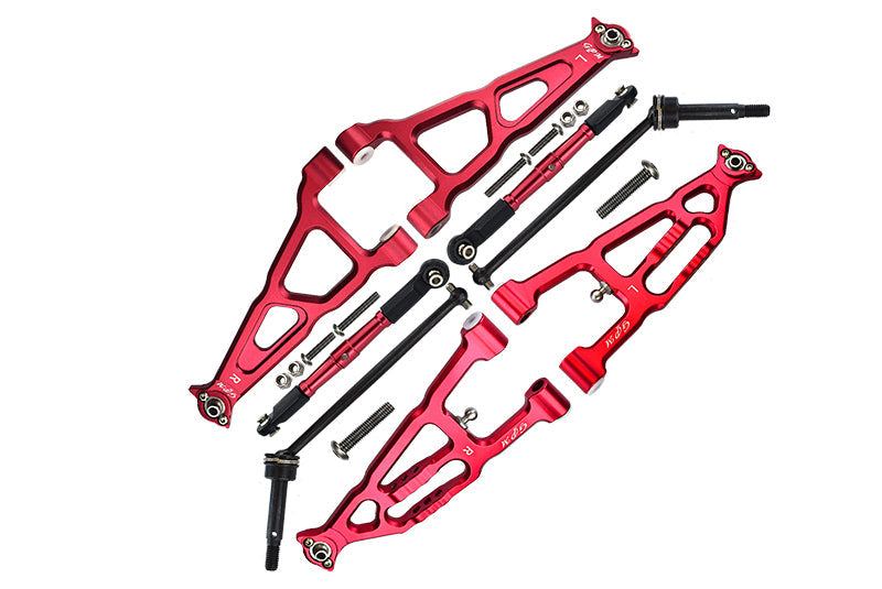 Losi 1/10 Baja Rey 4WD Desert Truck LOS03008 Aluminum Upgrade Combo Set B (Front & Lower Upper Suspension Arms + Front Turnbuckle + Front CVD Shaft) - Red