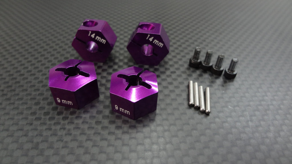 HPI Bullet ST Flux & MT Flux Aluminum Hex Adapter 12mm Diameter With 9mm Thicker (For Gpm Optional Exo Wheels EX0503FR & EX1003FR) - 4 Pcs Set Purple