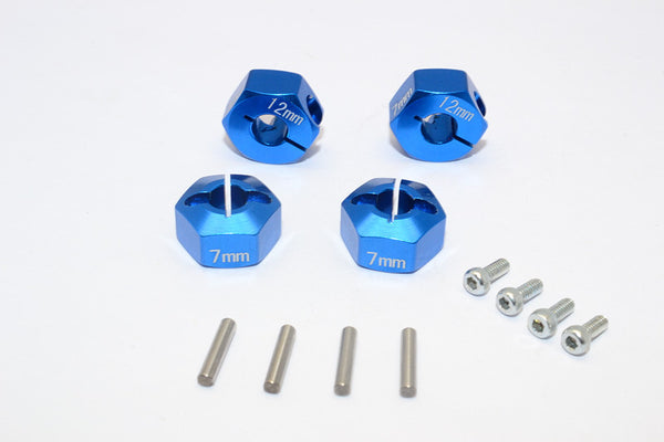 Tamiya CC01 Aluminum Hex Adapter (12mmx7mm) - 4Pcs Set Blue