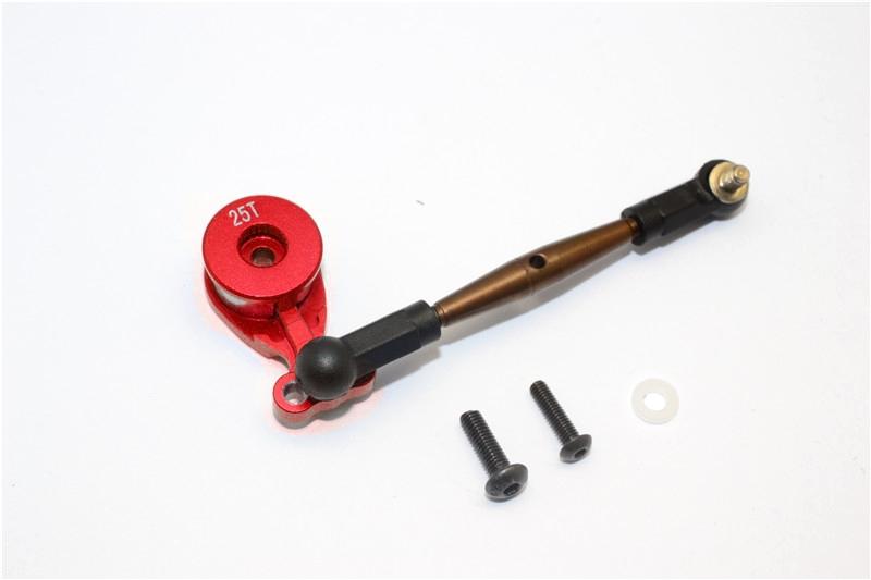 Tamiya CC01 Aluminum Hi-Torque Servo Saver 25T With Steel Tie Rod - 1 Set Red