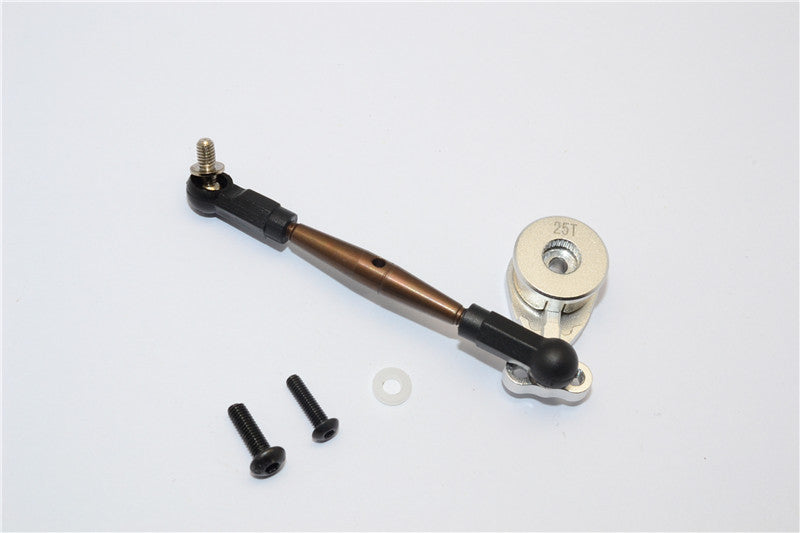 Tamiya CC01 Aluminum Hi-Torque Servo Saver 25T With Steel Tie Rod - 1 Set Silver