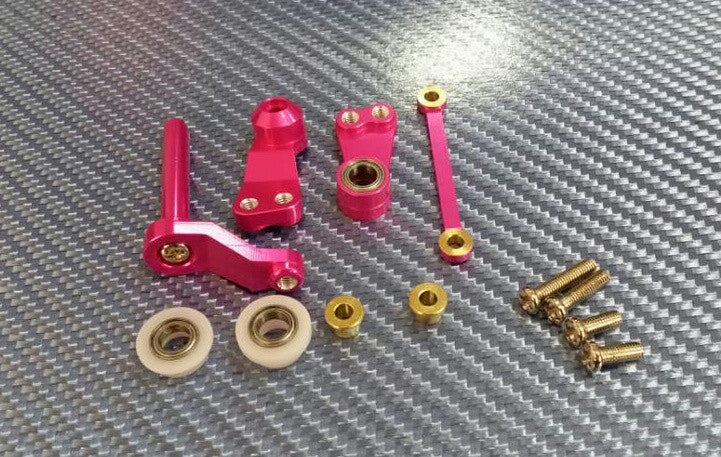 Tamiya CC01 Aluminum Steering Assembly - 1Set Pink