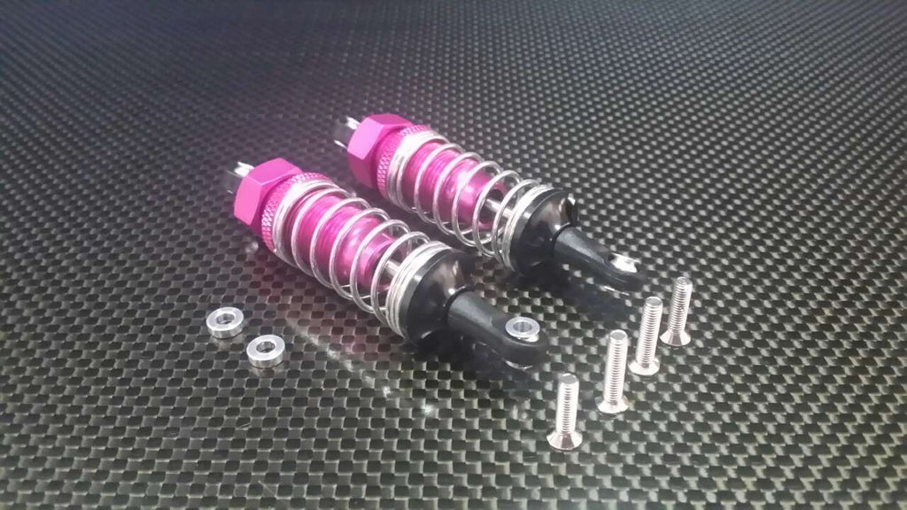 Tamiya CC01 Nylon Front Ball Top Damper (70mm) With Washers & Screws - 1Pr Set Pink