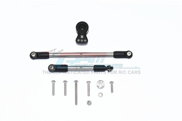 Tamiya Mercedes-Benz G500 CC-02 (#58675) Aluminum Servo Horn With Stainless Steel Adjustable Steering Link - 11Pc Set Black