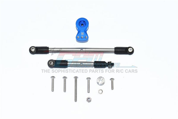 Tamiya Mercedes-Benz G500 CC-02 (#58675) Aluminum Servo Horn With Stainless Steel Adjustable Steering Link - 11Pc Set Blue