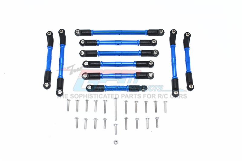 Tamiya Mercedes-Benz G500 CC-02 (#58675) Aluminum Adjustable Suspension Links & Steering Tie Rods - 10Pc Set Blue