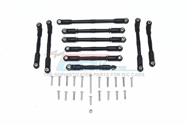 Tamiya Mercedes-Benz G500 CC-02 (#58675) Aluminum Adjustable Suspension Links & Steering Tie Rods - 10Pc Set Black