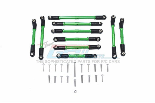 Tamiya Mercedes-Benz G500 CC-02 (#58675) Aluminum Adjustable Suspension Links & Steering Tie Rods - 10Pc Set Green