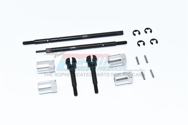 Tamiya Mercedes-Benz G500 CC-02 (#58675) Harden Steel #45 Front CVD Joint + Rear Drive Shaft + Aluminum 12.5mm Wider Hex - 16Pc Set Silver