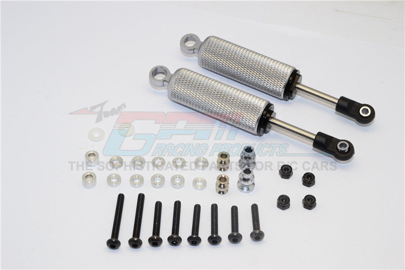 HPI Crawler King / Gmade R1 / Vaterra K5 Aluminum Front/Rear Internal Shocks With Engraving (100mm) - 1Pr Set Gray Silver