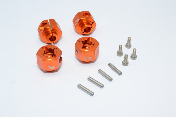 HPI Crawler King Aluminum Hex Adapter (12X8mm) - 4 Pcs Set Orange