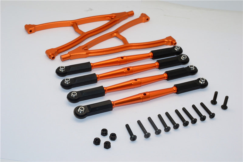 HPI Crawler King Aluminum Front+Rear Y Plate & Link Parts (For 295mm Wheelbase) - 6Pcs Set Orange