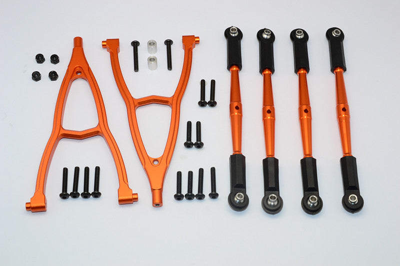 HPI Crawler King Aluminum Front + Rear Y Plate &amp; Link Parts (For 310mm Wheelbase) - 6Pcs Set Orange