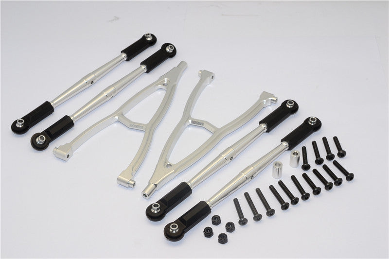 HPI Crawler King Aluminum Front+Rear Y Plate & Link Parts (For 310mm Wheelbase) - 6Pcs Set Silver