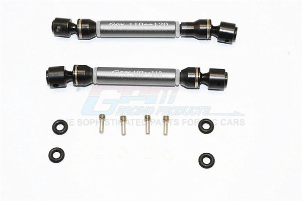 HPI Crawler King Steel+Aluminum Front & Rear Main Drive Shaft (F:103mm-113mm, R:110mm-120mm) - 2Pcs Set Gray Silver