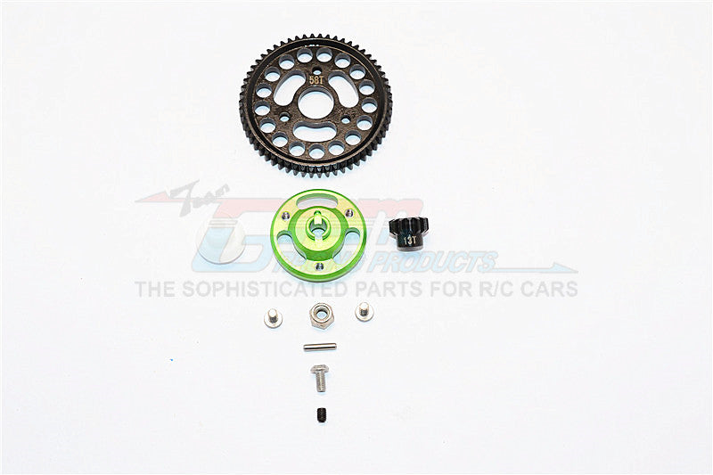 Traxxas Craniac Aluminum Spur Gear Adapter+Steel Gear 58T & 13T - 1 Set Green