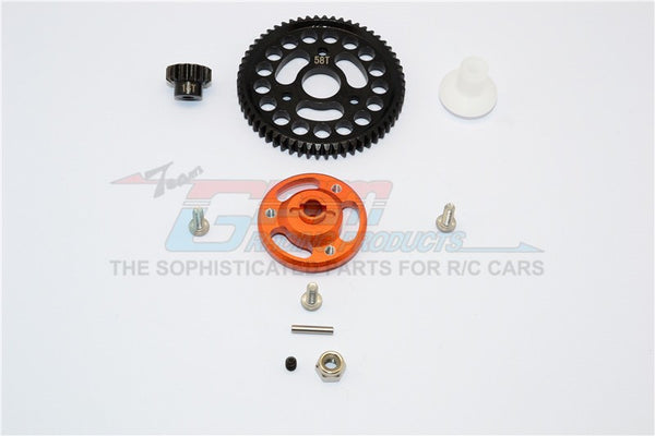 Traxxas Craniac Aluminum Spur Gear Adapter+Steel Gear 58T & 14T - 1 Set Orange