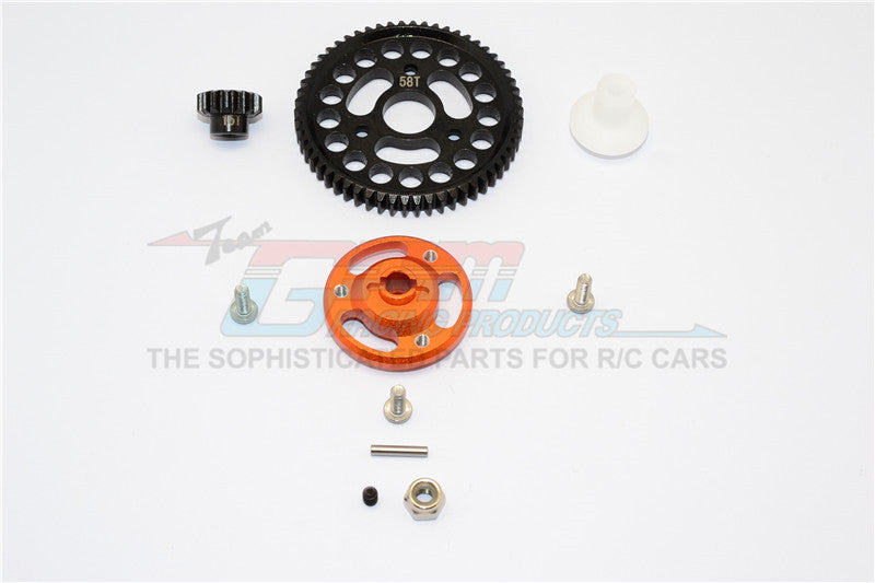 Traxxas Craniac Aluminum Spur Gear Adapter+Steel Gear 58T & 15T - 1 Set? Orange