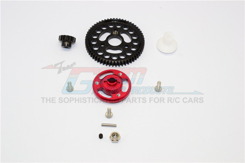 Traxxas Craniac Aluminum Spur Gear Adapter+Steel Gear 58T & 15T - 1 Set? Red