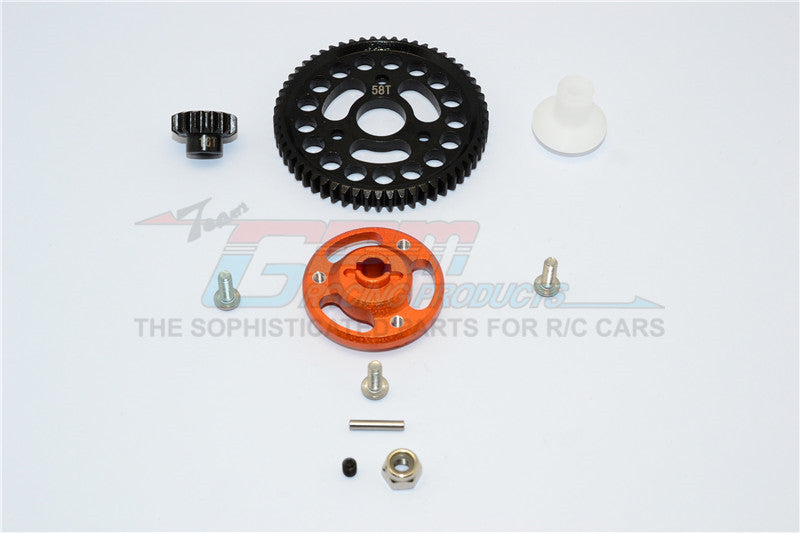 Traxxas Craniac Aluminum Spur Gear Adapter+Steel Gear 58T & 16T - 1 Set? Orange