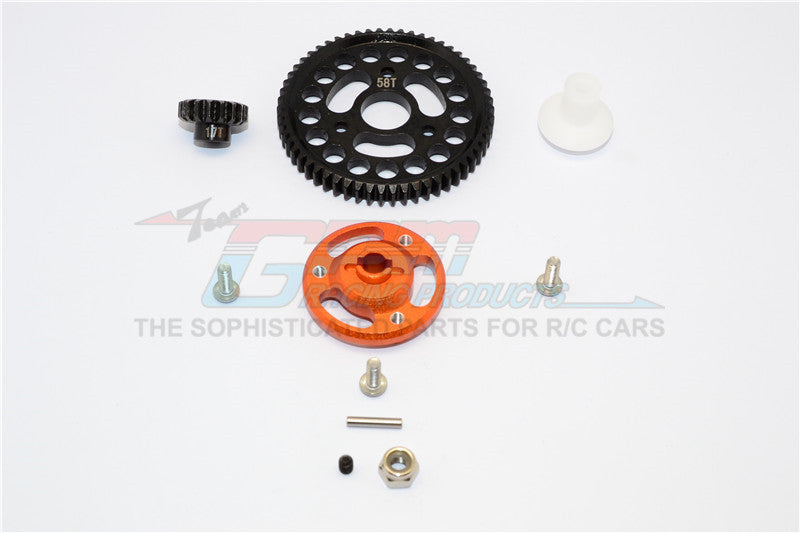 Traxxas Craniac Aluminum Spur Gear Adapter+Steel Gear 58T & 17T - 1 Set? Orange