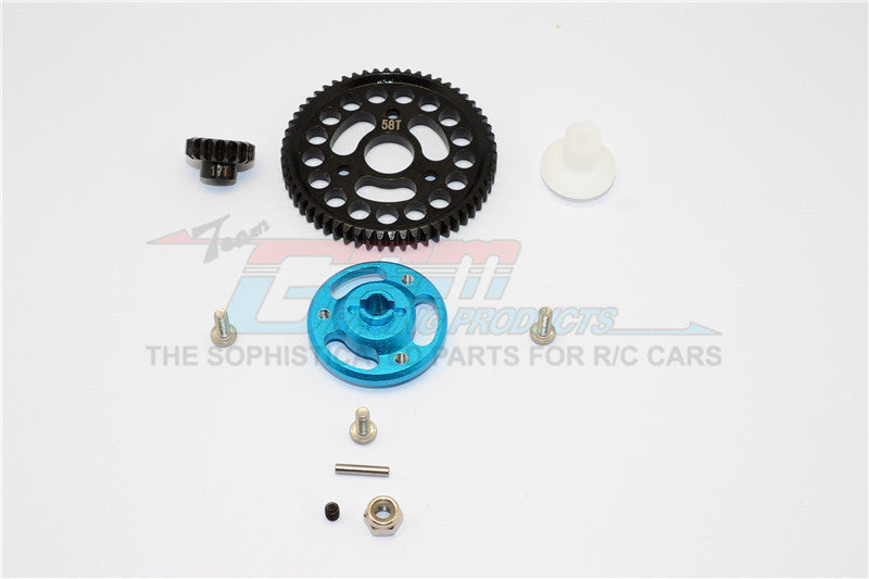 Traxxas Craniac Aluminum Spur Gear Adapter+Steel Gear 58T & 17T - 1 Set? Sky Blue