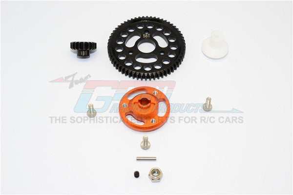 Traxxas Craniac Aluminum Spur Gear Adapter+Steel Gear 58T & 18T - 1 Set Orange