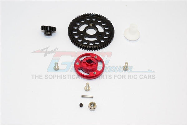 Traxxas Craniac Aluminum Spur Gear Adapter+Steel Gear 58T & 18T - 1 Set Red