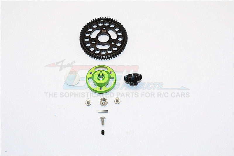 Traxxas Craniac Aluminum Spur Gear Adapter+Steel Gear 58T & 19T - 1 Set Green