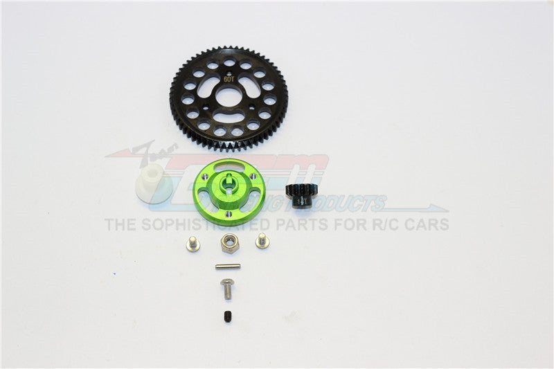 Traxxas Craniac Aluminum Spur Gear Adapter+Steel Gear 60T & 14T - 1 Set Green