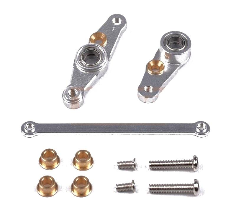 Tamiya DF01 / TA01 / TA02 / M1025 Aluminum Steering Assembly With Bearings - 1 Set Gray Silver