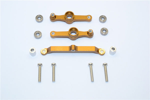Tamiya DF-02 Aluminum Steering Assembly With Bearings - 3Pcs Set Golden Black
