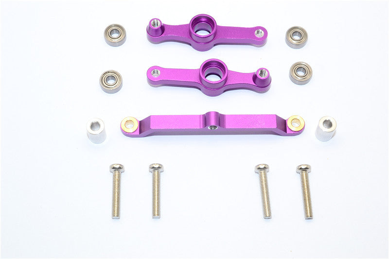 Tamiya DF-02 Aluminum Steering Assembly With Bearings - 3Pcs Set Purple