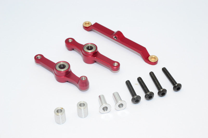Tamiya DF-02 Aluminum Steering Assembly With Bearings - 3 Pcs Set Red