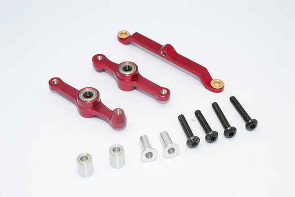 Tamiya DF-02 Aluminum Steering Assembly With Bearings - 3 Pcs Set Red