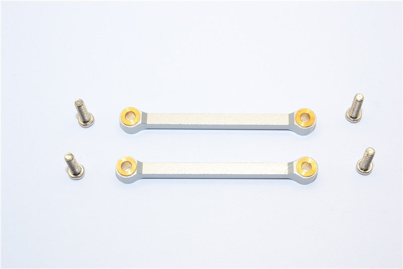 Tamiya DF-02 Aluminum Front Upper Arm (Tie Rod Design) With Screws & Bronze Collars - 1Pr Set Silver