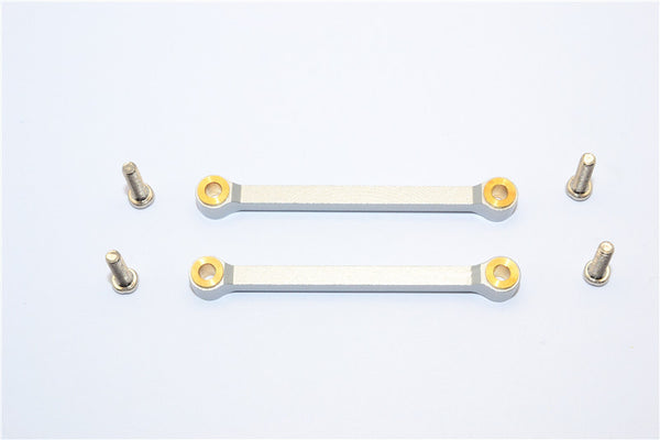Tamiya DF-02 Aluminum Front Upper Arm (Tie Rod Design) With Screws & Bronze Collars - 1Pr Set Silver