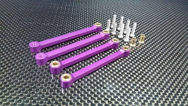 Tamiya DF-02 Aluminum Front + Rear Upper Arms (Tie Rod Design) With Screws & Bronze Collars - 2Prs Set Purple