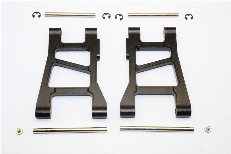 Tamiya DF-02 Aluminum Front Lower Arm With Pins & 2.5mm E-Clips & Delrin Collars & Screws - 1Pr Set Black