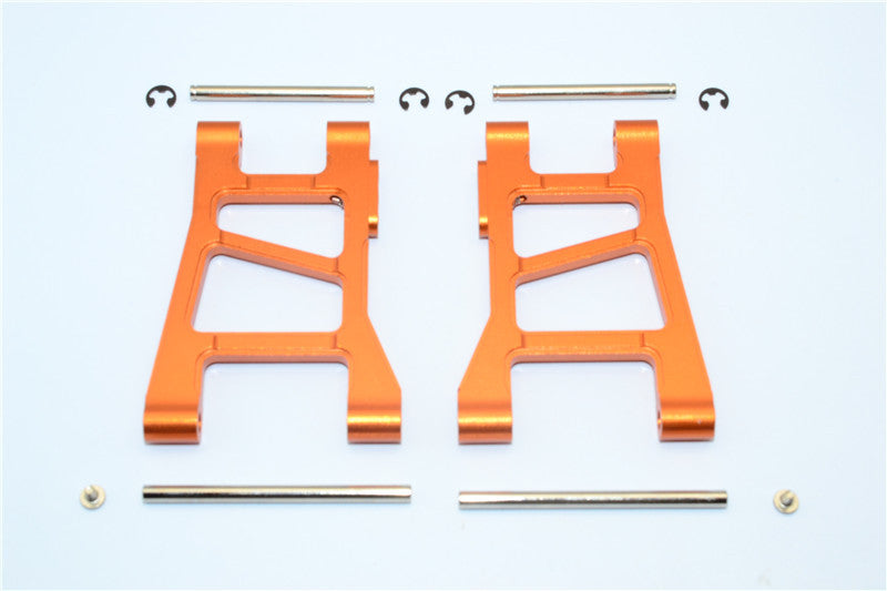 Tamiya DF-02 Aluminum Front Lower Arm With Pins & 2.5mm E-Clips & Delrin Collars & Screws - 1Pr Set Orange