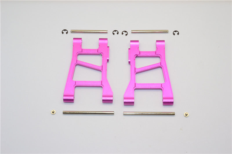 Tamiya DF-02 Aluminum Front Lower Arm With Pins & 2.5mm E-Clips & Delrin Collars & Screws - 1Pr Set Pink