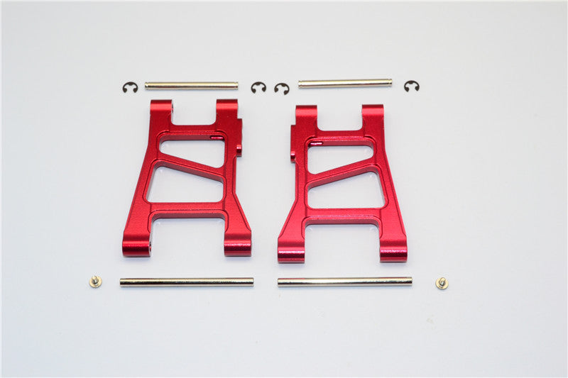 Tamiya DF-02 Aluminum Front Lower Arm With Pins & 2.5mm E-Clips & Delrin Collars & Screws - 1Pr Set Red