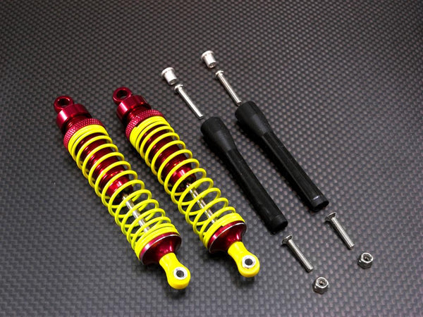 Tamiya DF-02 Aluminum Rear Adjustable Spring Damper (100mm) With Aluminum Collars & Screws & Plastic Black Dust-Proof - 1Pr Set Red